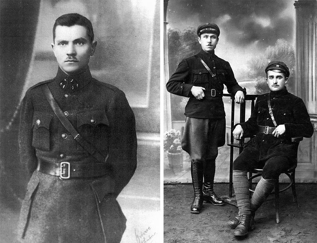 Nuotraukoje kairėje – Jonas Variakojis, dešinėje – Panevėžio krašto savanoriai (stovi Julius Čerkesas)