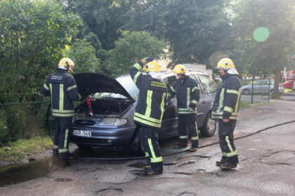 Praėjusią parą ugniagesiai gelbėtojai skubėjo gesinti užsiliepsnojusio automobilio.