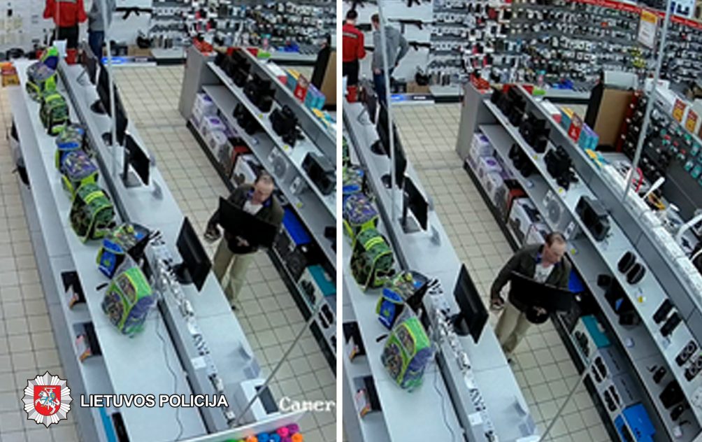 2019-05-10 21.17 val. Panevėžyje, Klaipėdos g., iš elektronikos prekių parduotuvės nenustatytas asmuo pavogė monitorių „Samsung“ . Nuostolis – 144,99 eurai.