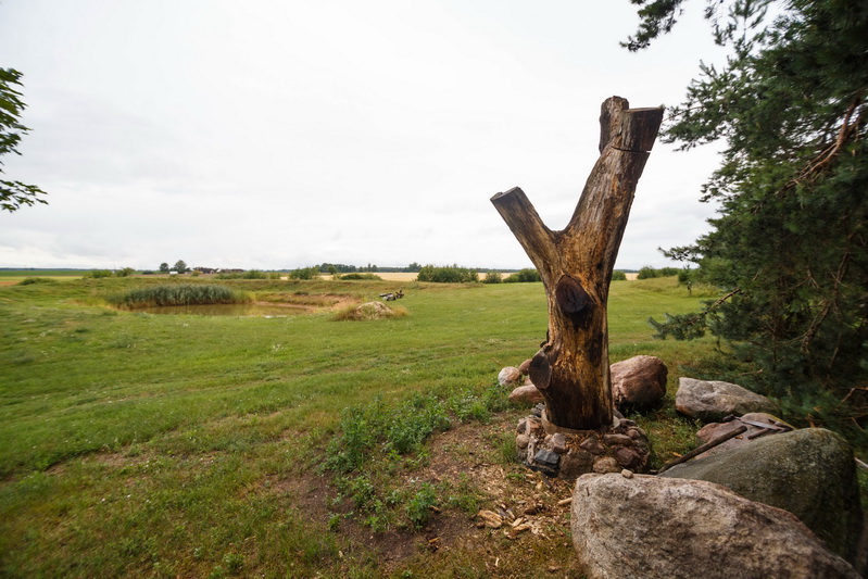 Neseniai Algimantas Danilevičius iš medžio pradėjo daryti paminklą –koplytėlę skirtą Baibokams ir jų gyventojams. M. GARUCKO nuotr.