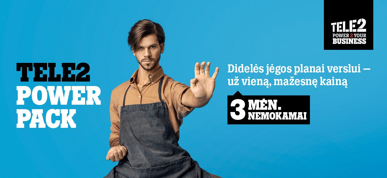Verslo auginimui ir jo efektyvumo didinimui spalis yra itin geras laikas, nes šį mėnesį „Tele2“ skelbia ypač patrauklias sąlygas užsisakyti „Power Pack“. Tai – naujas viskas viename paketas, kuris įmonėms suteikia reikalingiausias ryšio, interneto ir telefonijos paslaugas bei geresnius įrangos pasiūlymus už vieną, mažesnę kainą.
