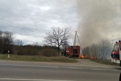 Šeštadienio popietę mažiausiai du ugniagesių gelbėtojų ekipažai skubėjo gesinti degančios pievos ir krūmynų Piniavos apylinkėse.