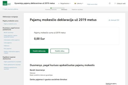 Visi gyventojai nuo trečiadienio jau gali deklaruoti 2019-ųjų pajamas. Dėl koronaviruso paskelbto karantino šiemet deklaravimo pradžia vėluoja maždaug mėnesį.