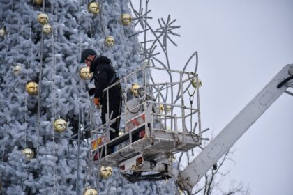Panevėžys atsisveikina su šiųmete gražuole kalėdine egle.