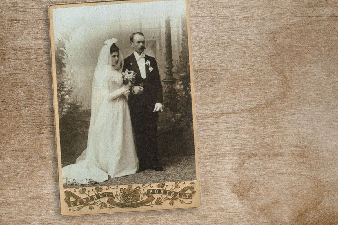 Felicijos ir Jono Birtkevičių vestuvinė nuotrauka. Lietuvos nacionalinės Martyno Mažvydo bibliotekos nuotr.