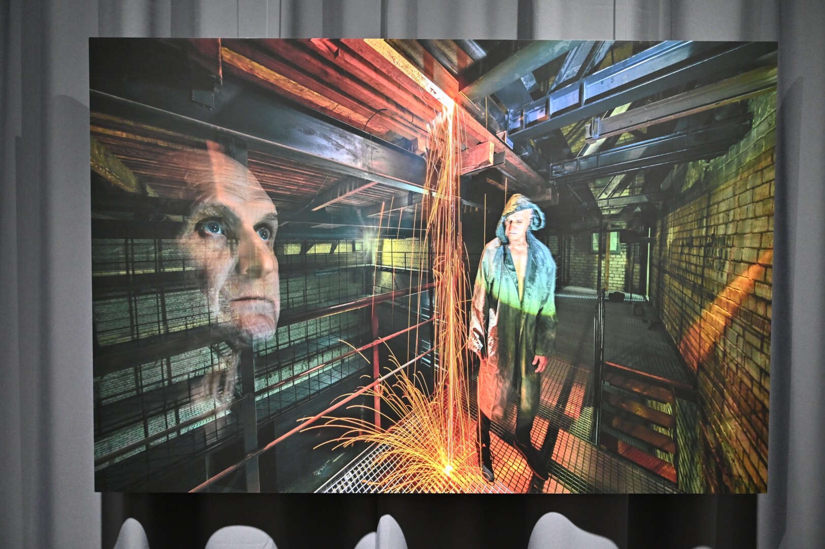 Valentino Pečinino paroda „Inkarnacijų trajektorijos“. Panevėžio Juozo Miltinio dramos teatro aktorius Albinas Kėleris. V. KARTANO nuotr.