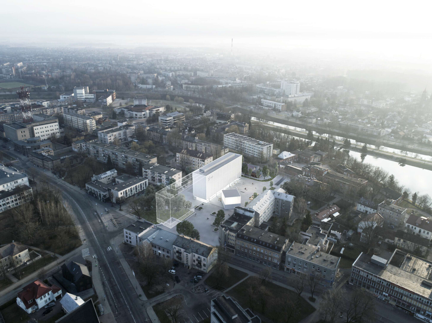 Skaičiuojama, kad „Stasys Museum“ priestato statyba gali kainuoti apie 9 milijonus eurų. IMPLMNT vizualizacijos