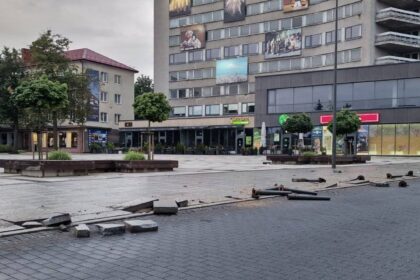 Naktį Panevėžio centre pasiskraidęs girtas vairuotojas nuskynė keliolika apsauginių stulpelių, apgadino kitą automobilį ir dar įvažiavo į stulpą.