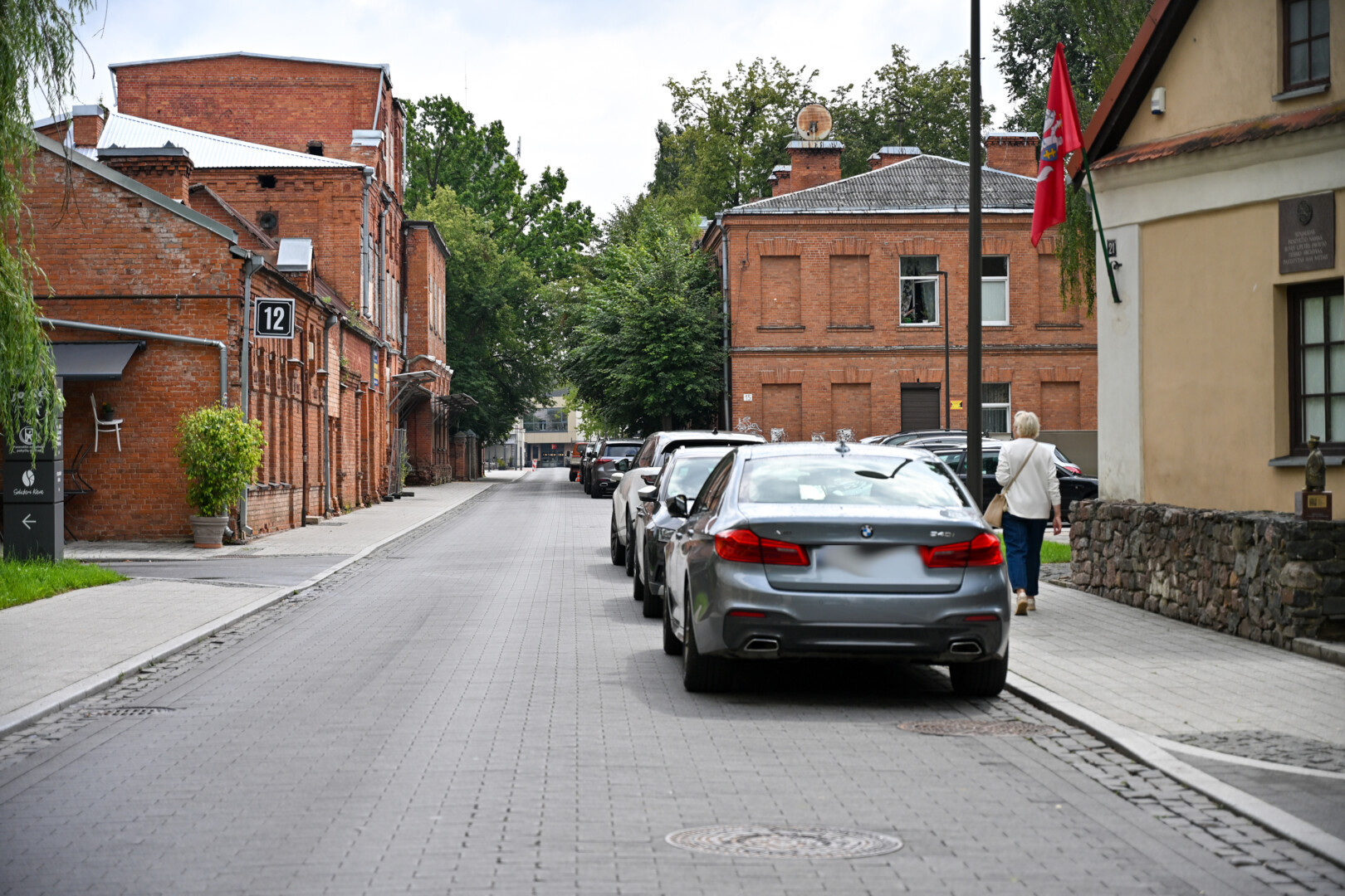 Nors Kranto gatvėje seniai nebematyti statybininkų, iki šiol eismą reguliuoja laikini kelio ženklai, kurie dažnai nuverčiami, dėl ko kyla avarinių situacijų. P. ŽIDONIO nuotr.