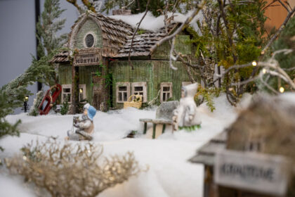 Sniege paskendęs miniatiūrinis lietuviškas kaimas, kuriame galima atpažinti savo tėvų, senelių, prosenelių sodybų grožį – toks kaunietės tautodailininkės Agnės Trikšienės užburiantis miniatiūrinis pasaulis pirmą kartą eksponuojamas Panevėžyje.